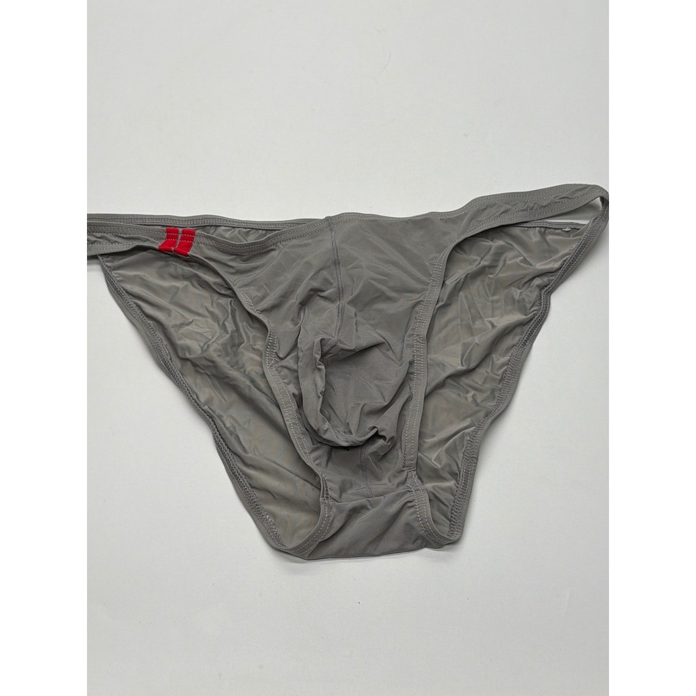 Mens Grey Low Rise Bikini Briefs Contoured Pouch Stretch‎ Underwear XL